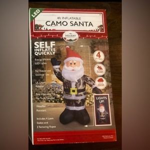NEW Camo Military Army Marines Santa Inflatable Christmas 4FT Light Up